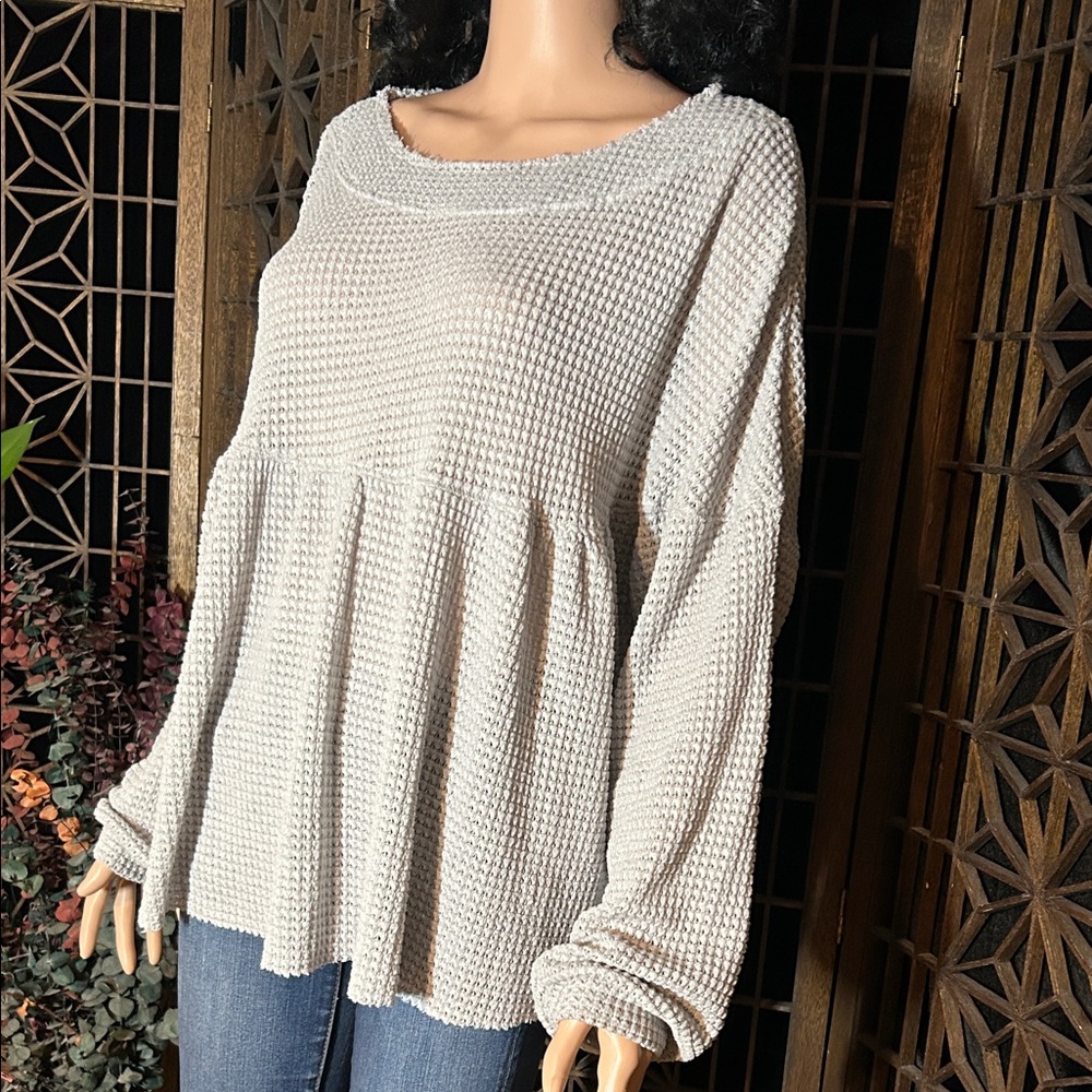 BAEVELY KNIT PULLOVER PEASANT TOP M